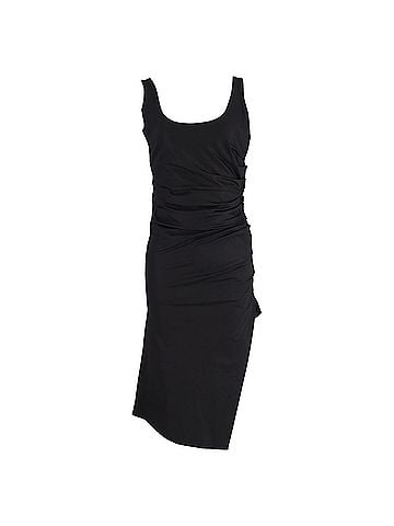 Max Mara Max Mara Gathered Side Detail Midi Dress in Black Polyester (view 1)