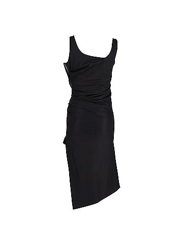Max Mara Max Mara Gathered Side Detail Midi Dress in Black Polyester (view 2)