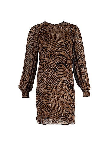 Ganni Ganni Tiger Print Shift Dress In Brown Viscose (view 1)