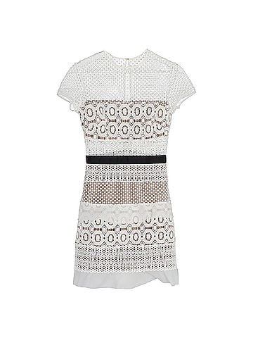 Self-Portrait Self-Portrait Oblique Lace Mini Dress in White Polyester (view 1)