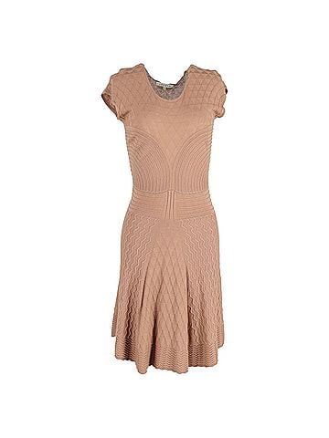 Sandro  Sandro Paris Knitted Knee-Length flared Dress in Brown Polyamide (view 1)