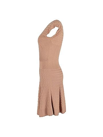 Sandro  Sandro Paris Knitted Knee-Length flared Dress in Brown Polyamide (view 2)