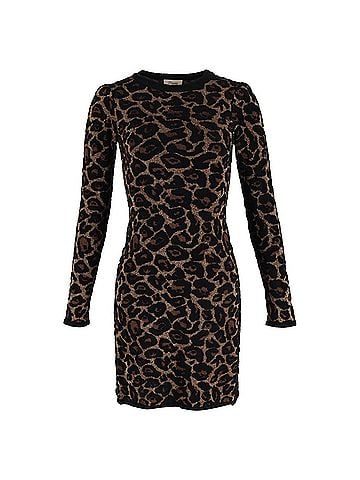 Temperley LONDON Temperley London Joanie Knit Mini Dress in Brown Leopard Print Viscose (view 1)