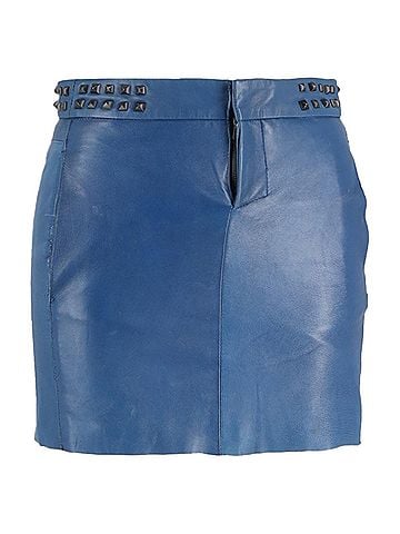 Maje  Maje Studded Mini Pencil Skirt in Blue Leather (view 1)