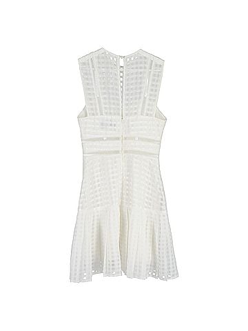 Self-Portrait  Self-Portrait Meshed Lace Mini Sleeveless Dress in White Polyester (view 2)