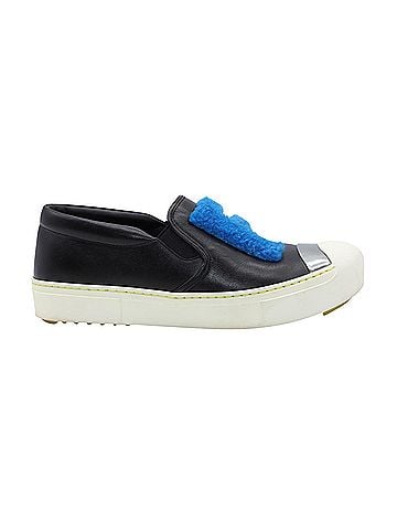 Fendi Fendi FF Shearling Fur Slip-On Sneaker in Black Leather (view 1)