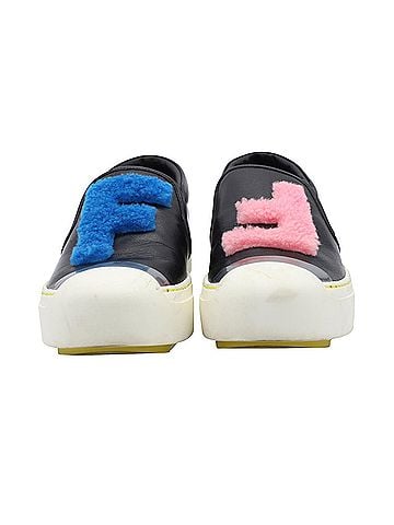 Fendi Fendi FF Shearling Fur Slip-On Sneaker in Black Leather (view 2)