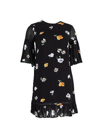 Ganni Ganni Lorita Georgette Mini Dress in Black Viscose (view 1)
