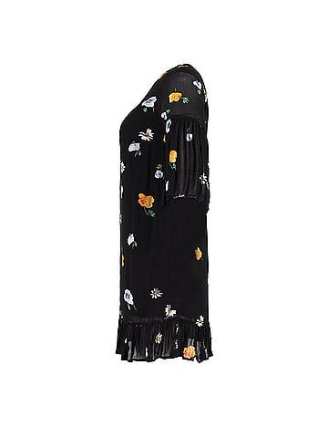 Ganni Ganni Lorita Georgette Mini Dress in Black Viscose (view 2)