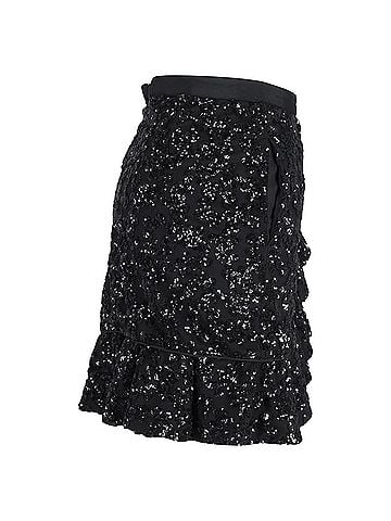 Self-Portrait Self-Portrait Sequined Mini Ruffled Skirt in Black Polyester (view 2)