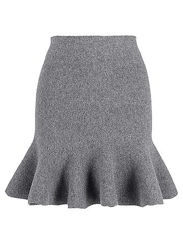 Jil Sander  Jil Sander Knitted Mini High-Waisted Trumpet Skirt in Grey Wool (view 1)