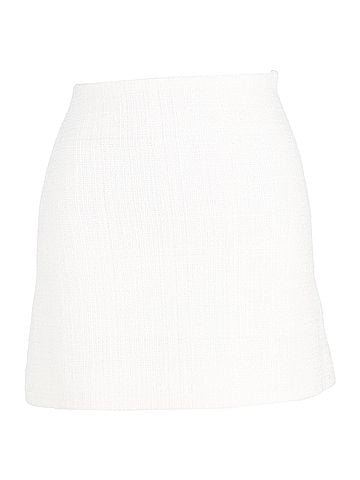 Theory  Theory High-Waisted Mini Skirt in White Cotton Tweed (view 1)