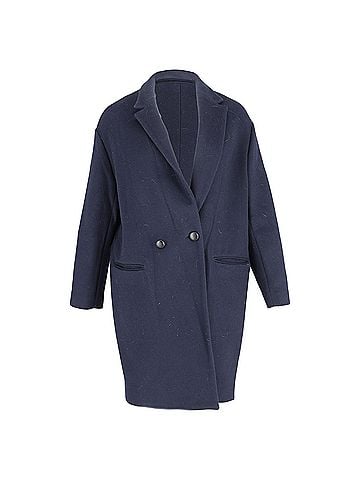 Isabel Marant Isabel Marant Double-Breasted Coat in Navy Blue Wool (view 1)