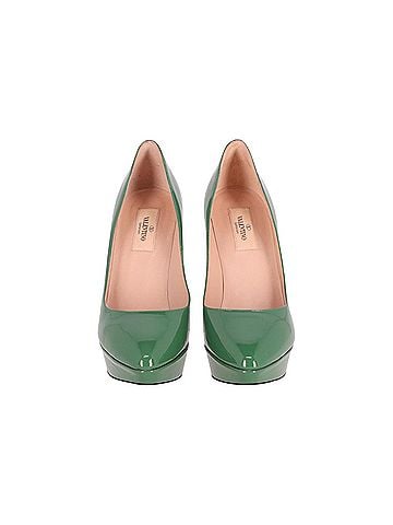 VALENTINO By Mario Valentino Valentino Platform Pumps in Green Patent Leather  (view 2)