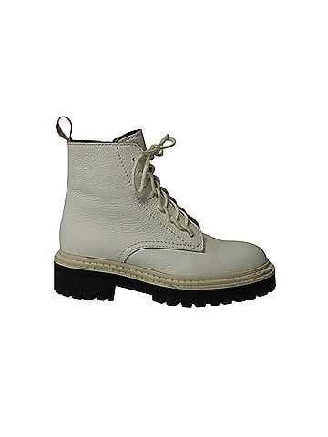 Proenza Schouler Proenza Schouler Lug Sole Combat Boots in White Calfskin Leather (view 1)