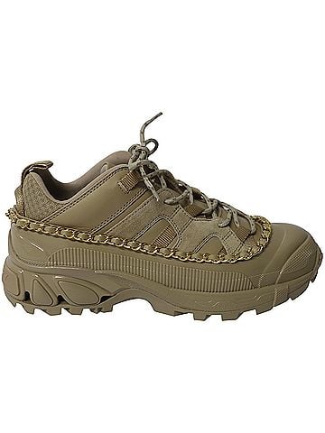 Burberry Burberry Gold Chain Arthur Sneakers in Khaki Leather (view 1)