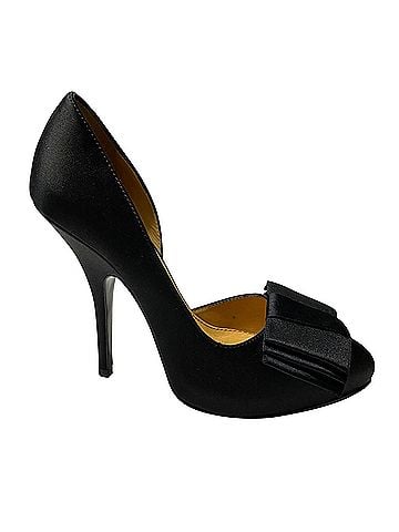 Lanvin Lanvin Bow Pumps 120 in Black Satin Leather (view 1)