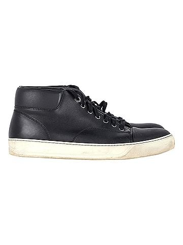 Lanvin Lanvin Mid-Top Sneakers in Black Leather (view 1)