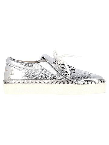 Burberry Burberry Kiltie Fringe Detail Slip On Sneakers Metallic Silver Leather (view 1)