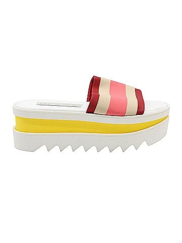 Stella McCartney Stella Mccartney Color Block Platform Slides in White Faux Leather (view 1)