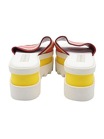 Stella McCartney Stella Mccartney Color Block Platform Slides in White Faux Leather (view 2)