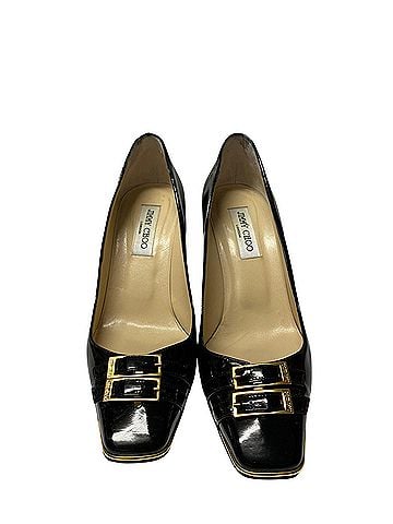Jimmy Choo Jimmy Choo Double Buckle Toe Pumps in Black Patent Leather (view 2)