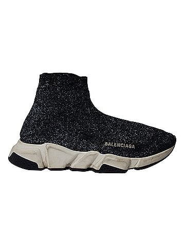 Balenciaga Balenciaga Glitter Speed Trainers in Black Viscose  (view 1)