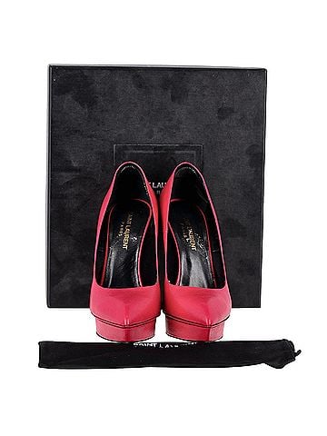 Saint Laurent Saint Laurent Platform Pumps in Pink Leather (view 2)