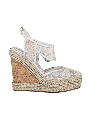 Nicholas Kirkwood Nicholas Kirkwood High Heel Lace Wedges in Cream Synthetic (view 1)