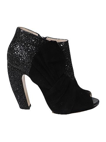 Miu Miu Miu Miu 115mm Glitter Booties in Black Suede (view 1)