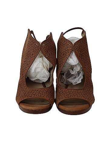 Tory Burch Tory Burch Laser Cut Peep-Toe Sandals in Brown Leather (view 2)