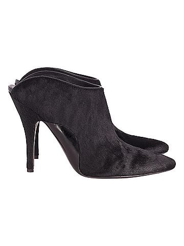 Alexander Wang Alexander Wang Miranda Pony Mules in Black Wool (view 1)