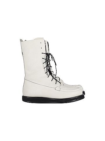 The Row The Row Patty Lace-Up Combat Boots in White Leather (view 1)