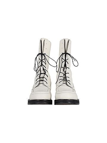 The Row The Row Patty Lace-Up Combat Boots in White Leather (view 2)