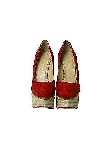 Charlotte Olympia Charlotte Olympia Carmen Espadrille Platform Wedge Pumps in Red Canvas  (view 2)
