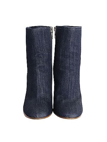 Gianvito Rossi Gianvito Rossi Block Heel Ankle Boots in Blue Denim  (view 2)