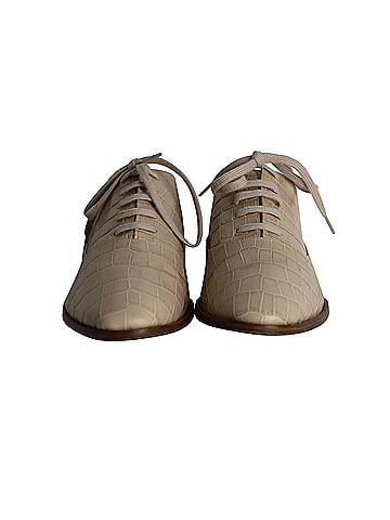 Alexander Wang Alexander Wang Ingrid Croc-Embossed Oxfords in Beige Calfskin Leather (view 2)