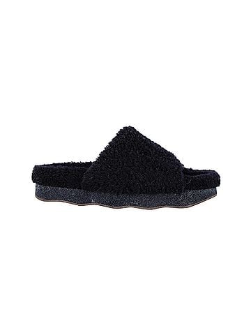 Chloé Chloe Wavy Slides in Black Shearling and Leather  (view 1)
