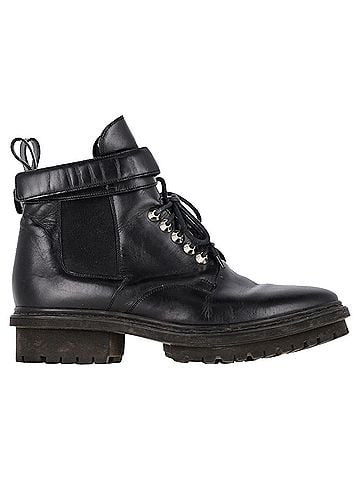 Balenciaga Balenciaga Lace Up Combat Boots in Black Calfskin Leather (view 1)