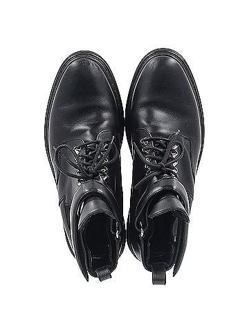 Balenciaga Balenciaga Lace Up Combat Boots in Black Calfskin Leather (view 2)