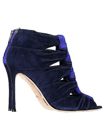 Sergio Rossi Sergio Rossi Bi-Color Cut Out Ankle Boots in Blue Suede (view 1)