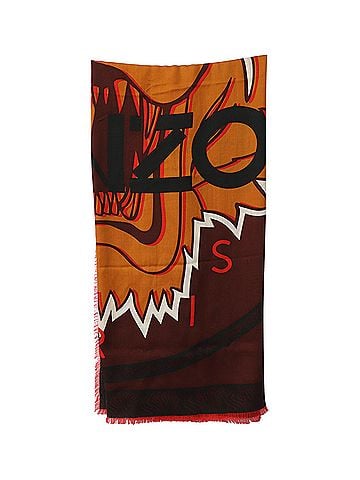 Kenzo Kenzo Paris Tiger Head Print Scarf in Multicolor Cotton (view 2)
