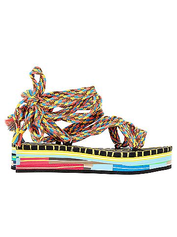Chloé Chloé Tie-Up Lou Sandals in Multicolor Cotton (view 1)