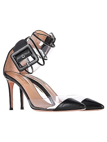Aquazzura Aquazzura PVC Ankle Strap Sandals in Black Leather (view 2)