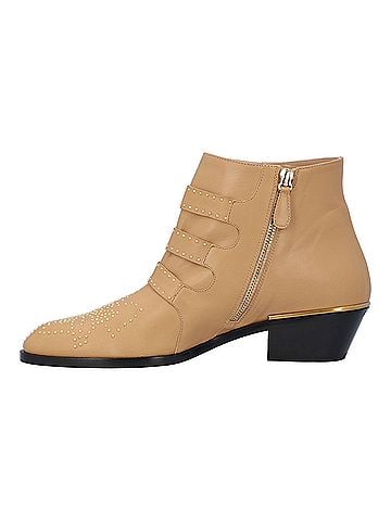 Chloé Chloé women susanna short boots in beige leather (view 2)