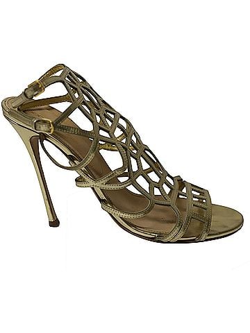 Sergio Rossi Sergio Rossi Puzzle Caged Sandals in Gold Leather (view 1)