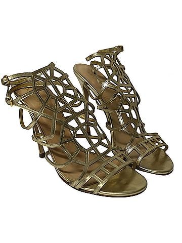 Sergio Rossi Sergio Rossi Puzzle Caged Sandals in Gold Leather (view 2)