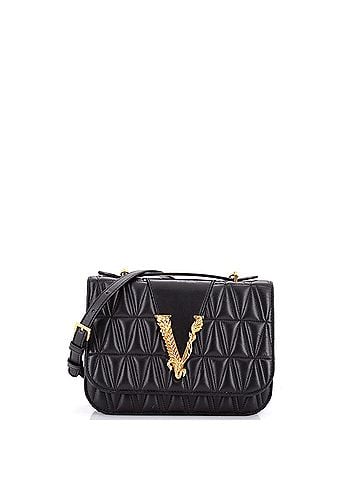 Versace Virtus Flap Shoulder Bag Quilted Leather Small (view 1)