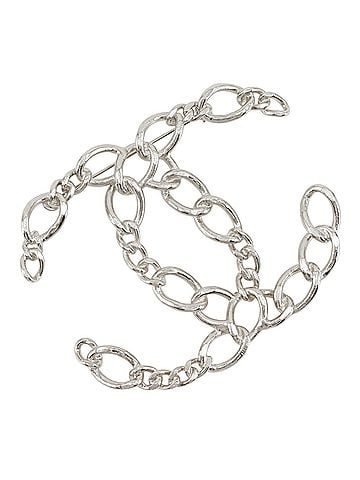 Chanel Chanel Coco Mark Brooch, Openwork Chain, Metal, Made in France, 2006, Silver, 06P, Approx. 40g, Women's. (view 1)