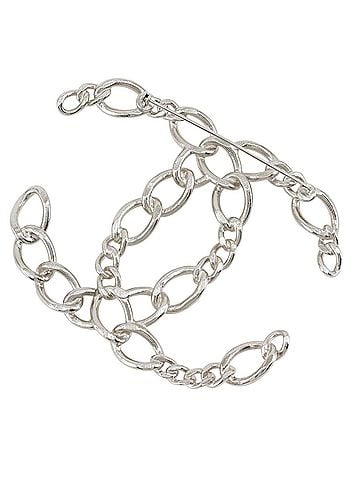 Chanel Chanel Coco Mark Brooch, Openwork Chain, Metal, Made in France, 2006, Silver, 06P, Approx. 40g, Women's. (view 2)